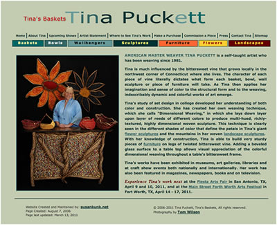 Homepage of American master weaver Tina Puckett